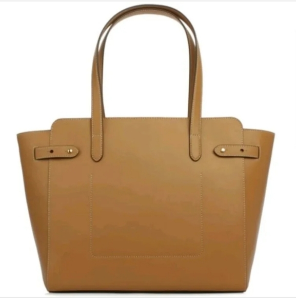 LAUREN BY RALPH LAUREN Harper Parker Tan Leather Tote Large $244 NWOT - Picture 4 of 11